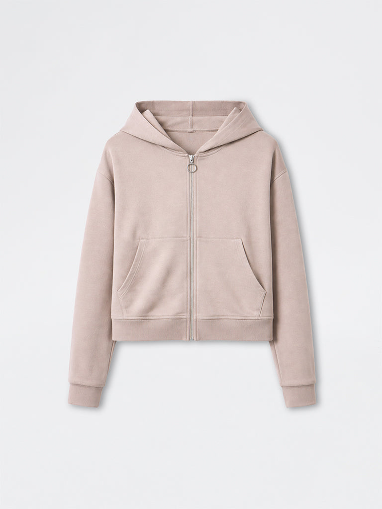 Nuoflexx Taupe Solid Hooded Jacket