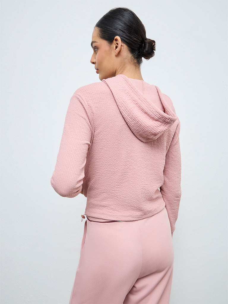 Nuoflexx Dusty Pink Textured Hooded Jacket