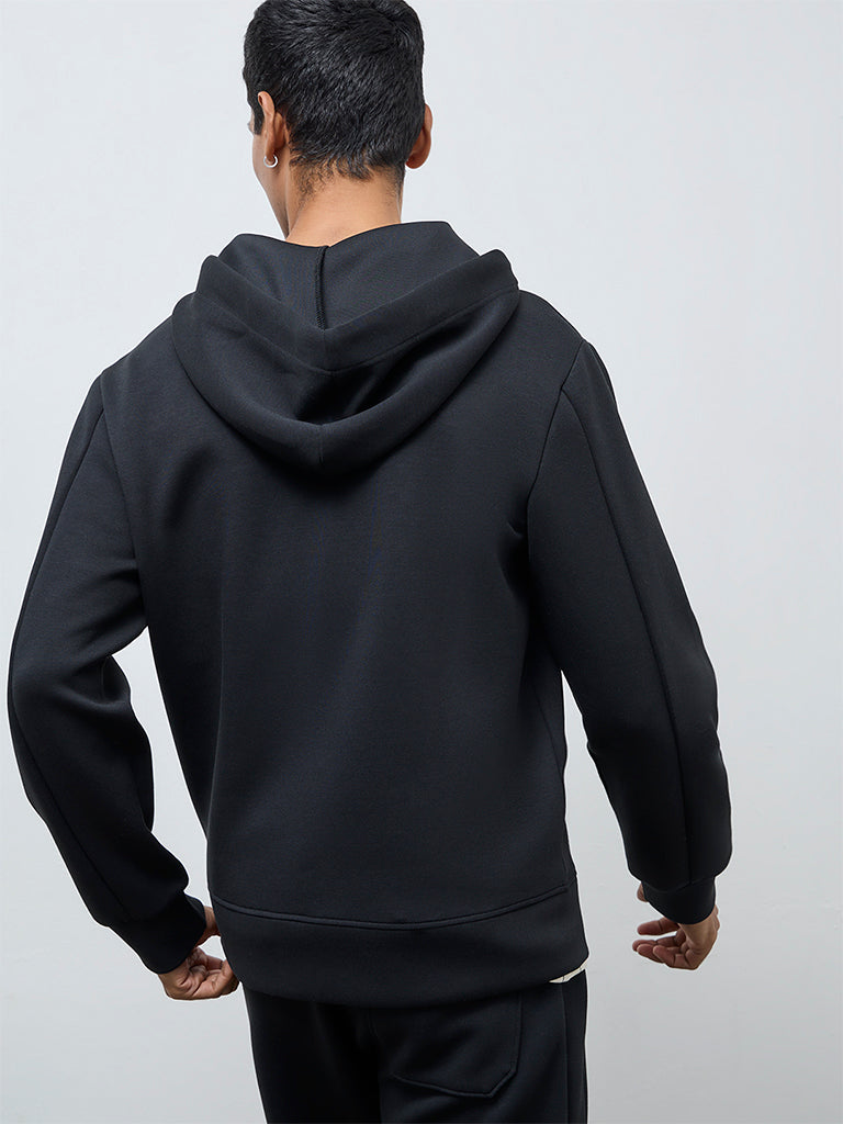 Studiofit Black Hooded Relaxed-Fit Jacket