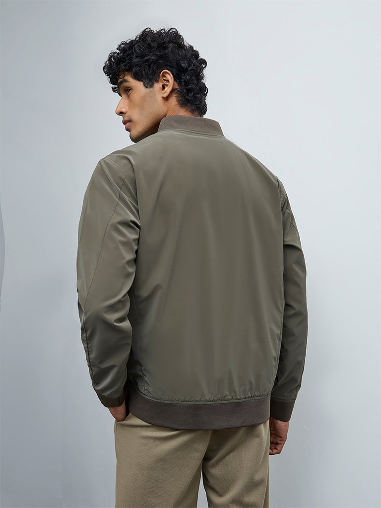 Nuoflexx Olive Relaxed-Fit Bomber Jacket