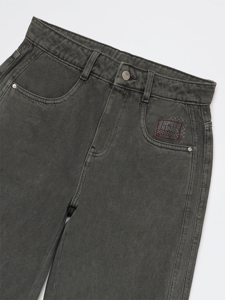 Boys Charcoal Mid-Rise Jeans