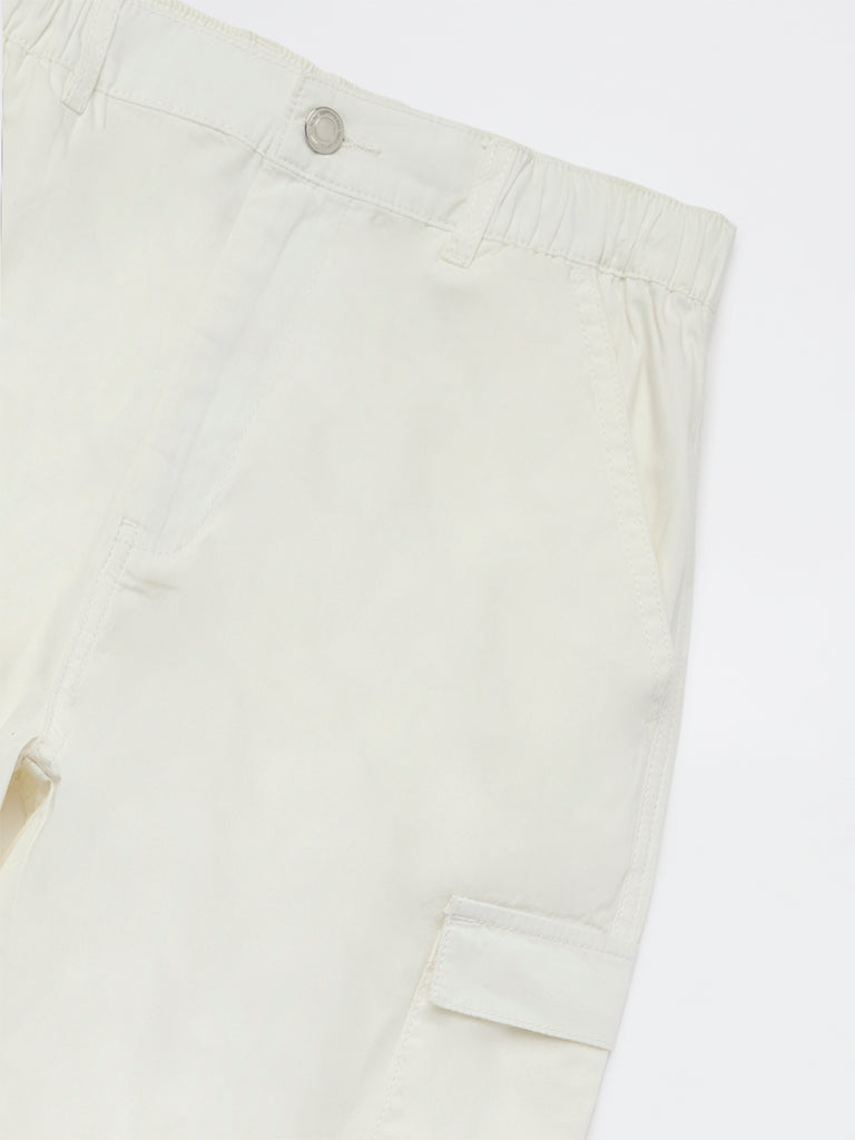 Boys Off-White Mid-Rise Cotton Cargo Pants