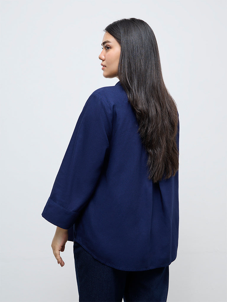 Gia Navy Cotton Shirt