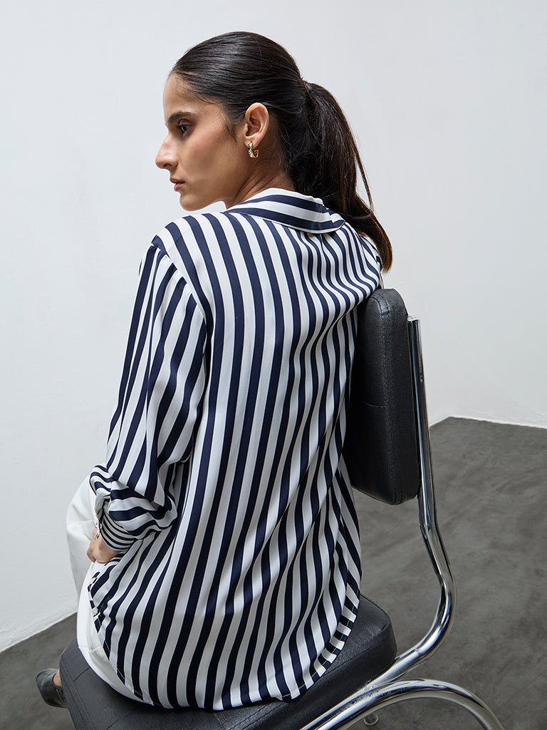 Wardrobe Navy Striped Shirt