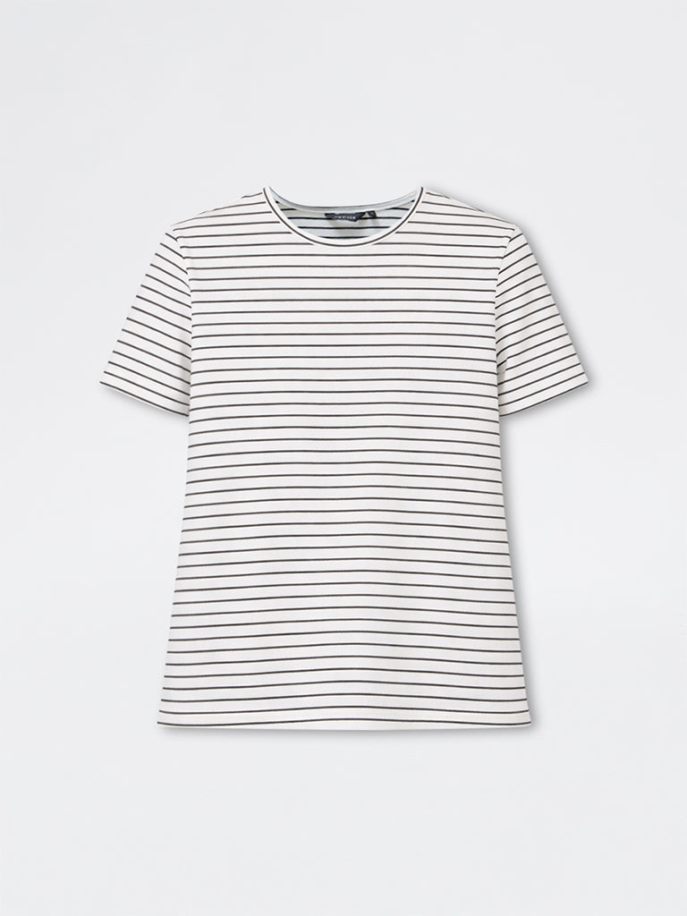 Wardrobe White Striped Cotton-Blend T-Shirt
