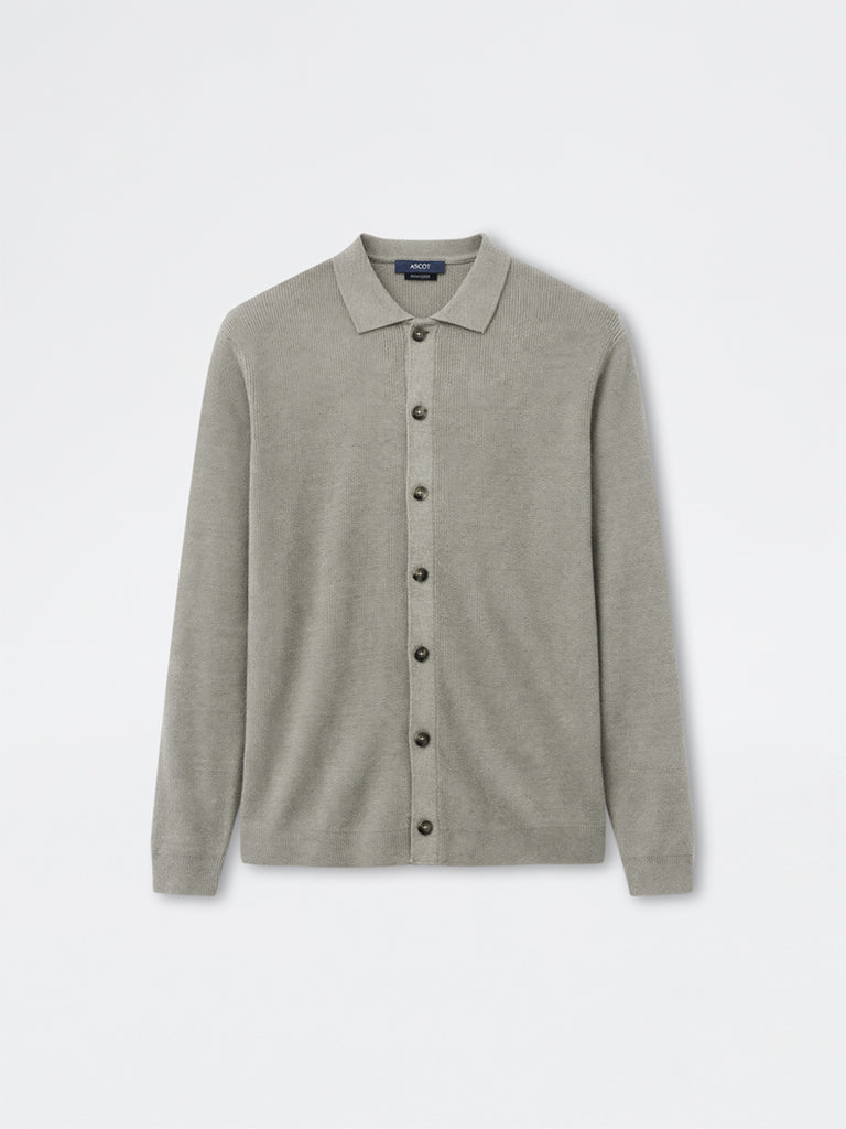 Ascot Beige Knit-Textured Relaxed-Fit Sweater