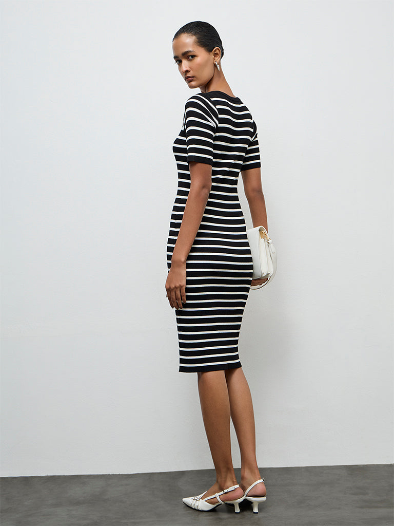 Wardrobe Black Striped Bodycon Dress