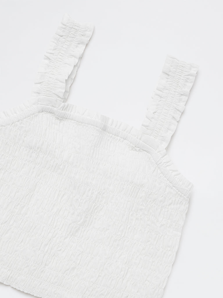 Girls White Smocked Cotton Top