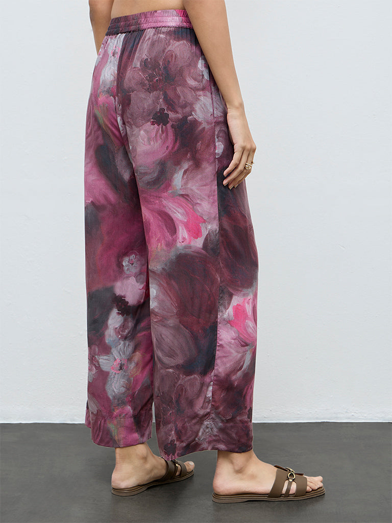 Utsa Mauve Floral Printed Palazzos