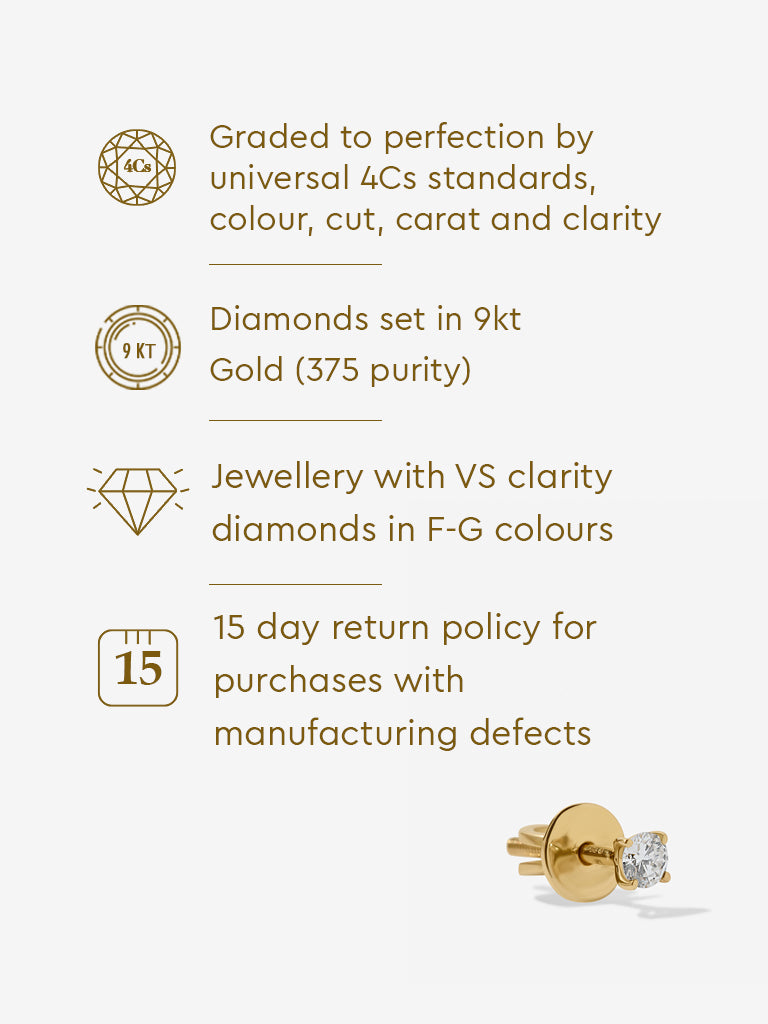 Micro Comet Solitaire Lab Diamond Stud Earrings
