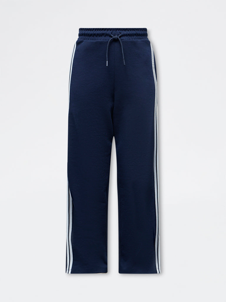 Nuoflexx Navy Striped High-Rise Pants