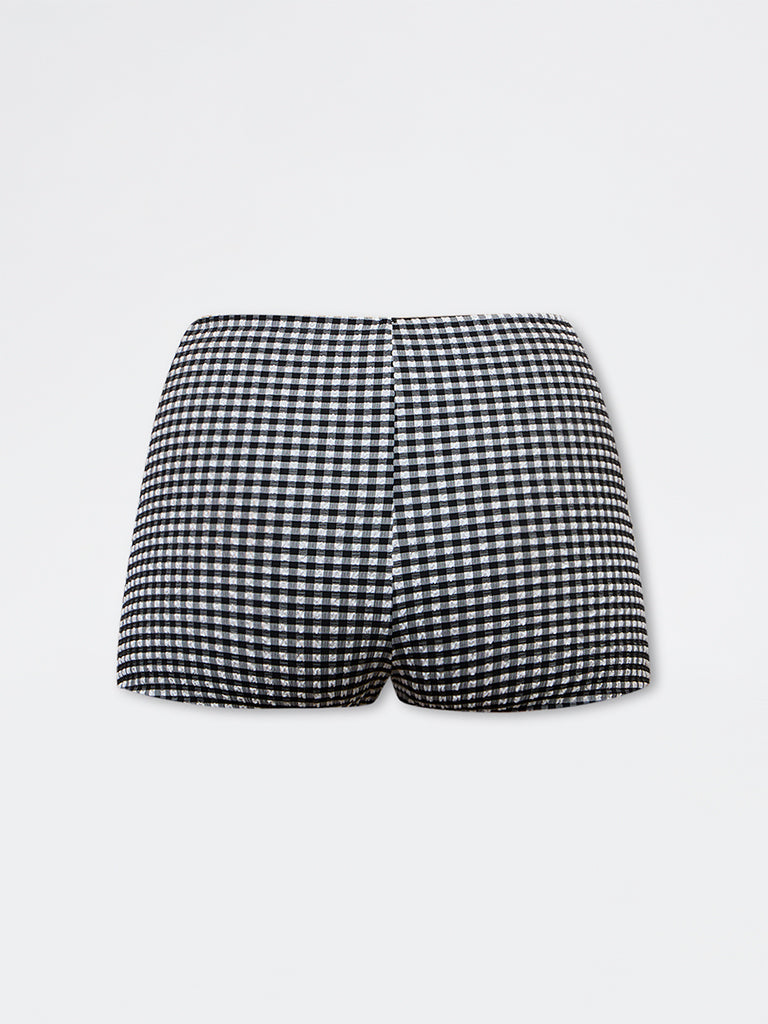 Wunderlove Swimwear Black Gingham Checkered High-Waist Briefs