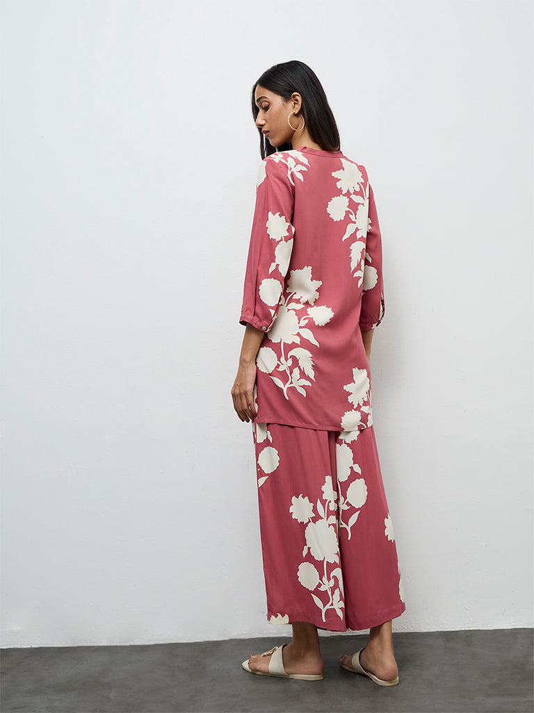 Utsa Dusty Pink Floral Design Tunic