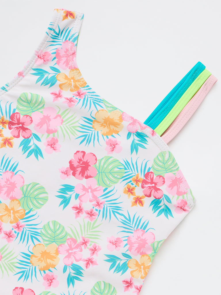 HOP Kids Girls Multicolour Floral Printed Swimsuit