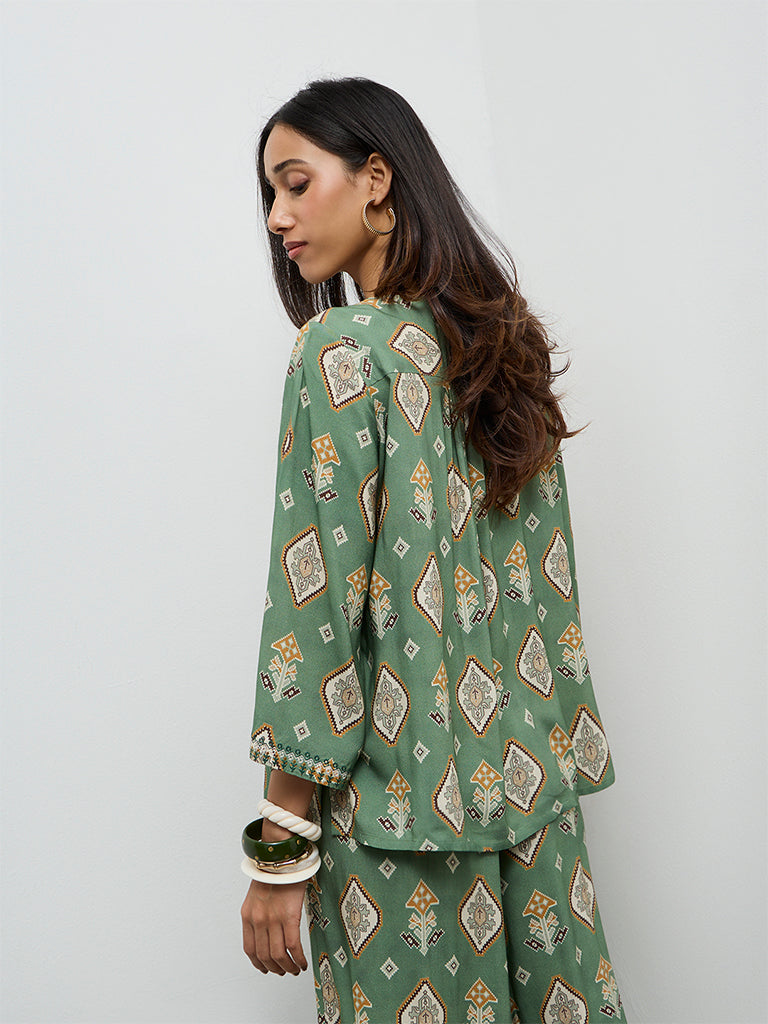 Utsa Olive Printed Tunic