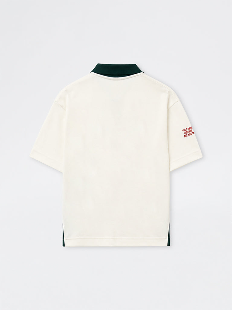 Nuoflexx White Printed Relaxed-Fit Cotton-Blend Polo T-Shirt