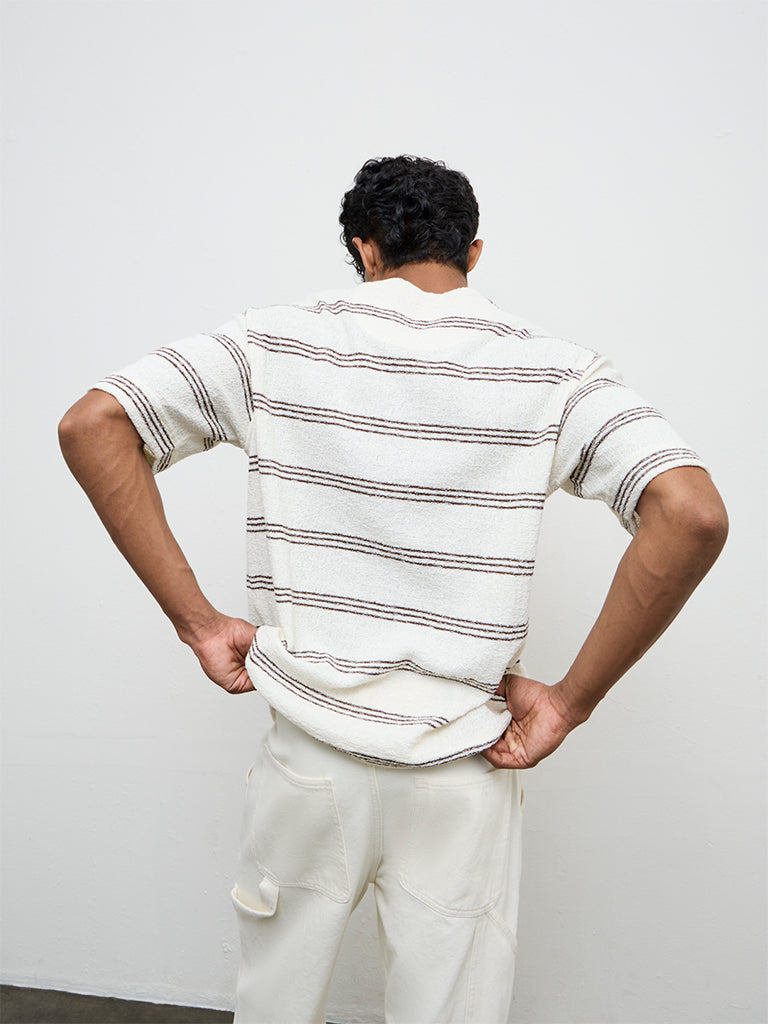 Nuon Off-White Striped Relaxed-Fit T-Shirt
