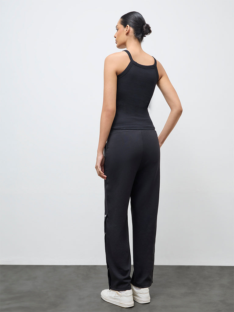 Nuoflexx Black Striped High-Rise Pants