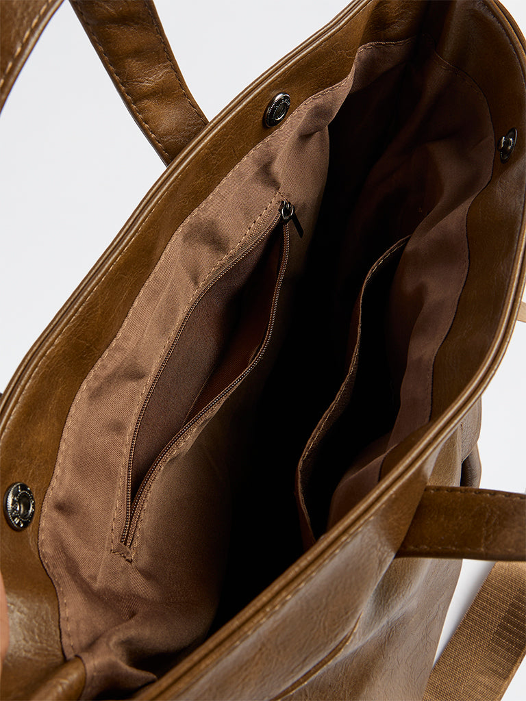 Westside Brown Textured Tote Bag