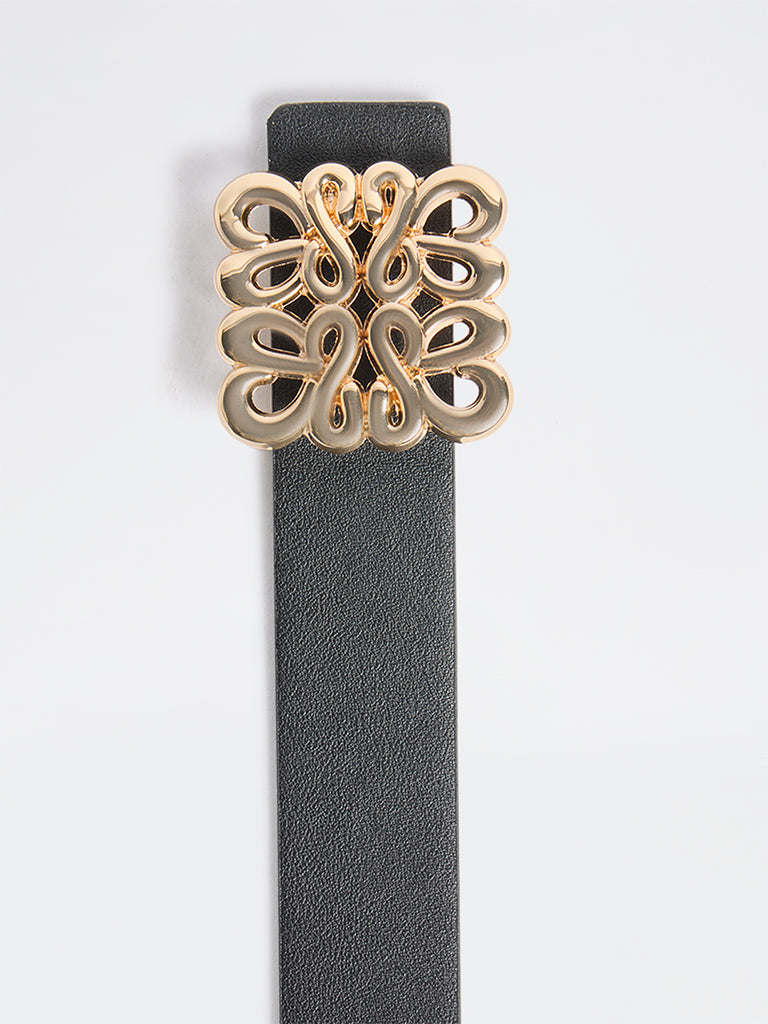 Westside Accessories Black Patterned Buckle Belt