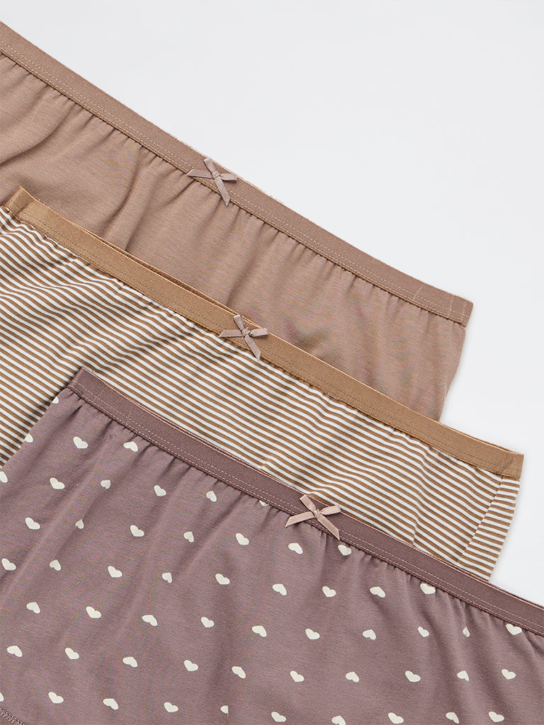 Wunderlove 3-Pack Printed Cotton-Blend Full Briefs
