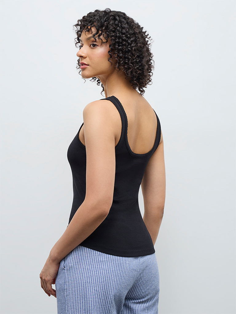 Wunderlove Black Cotton Tank Top