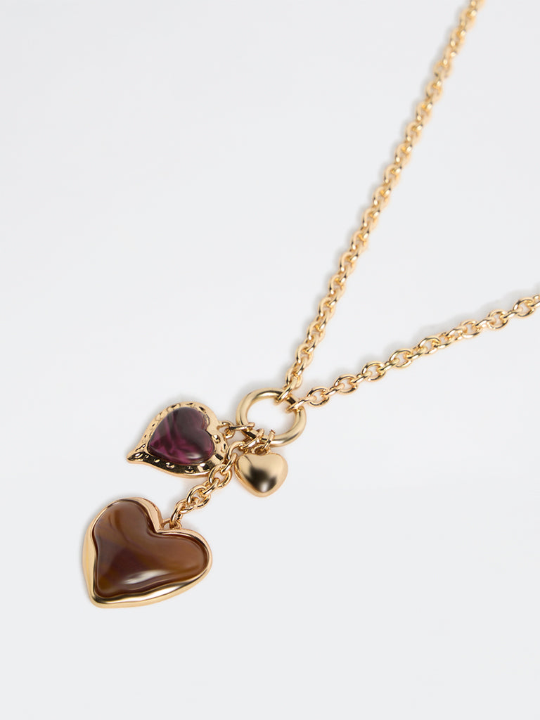 Westside Accessories Multicolour Resin Hearts Pendant Necklace