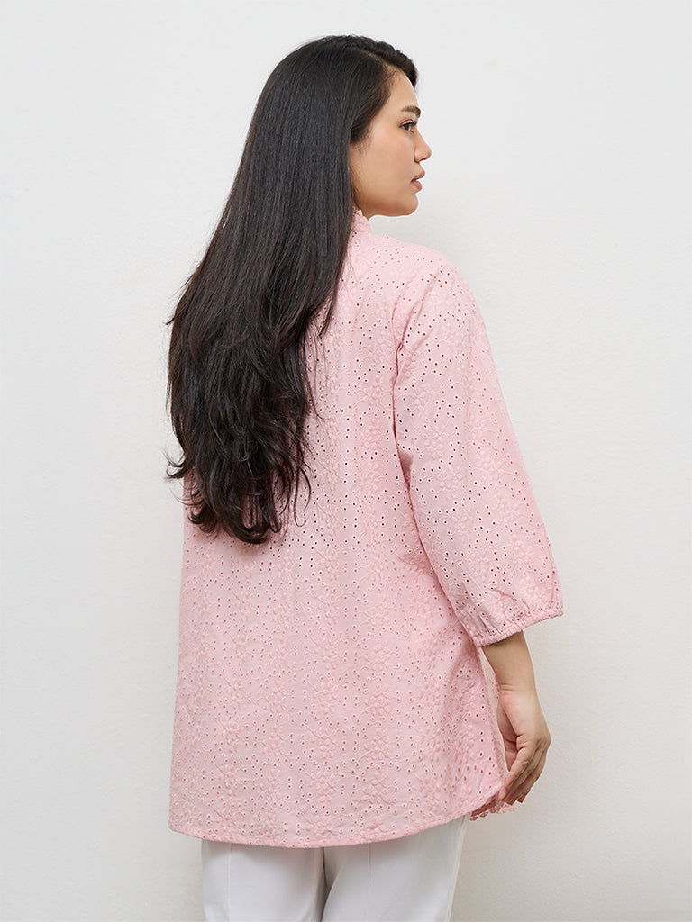 Diza Pink Broderie Anglaise Cotton Tunic