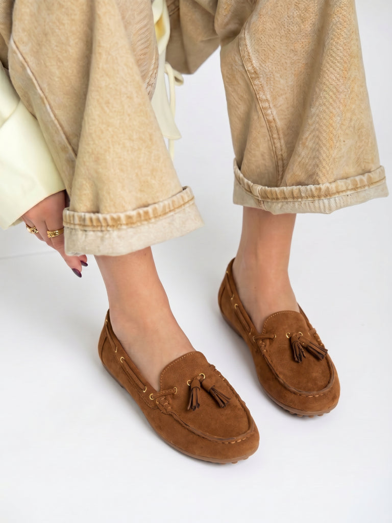 LUNA BLU Tan Suede Loafers
