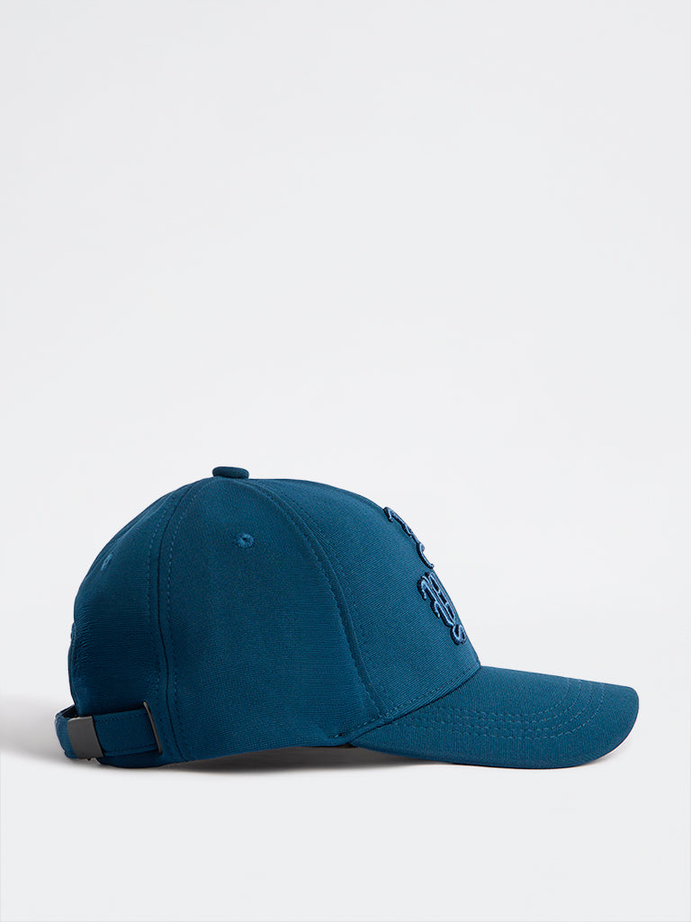 Nuon Blue Text-Embroidered Baseball Cap