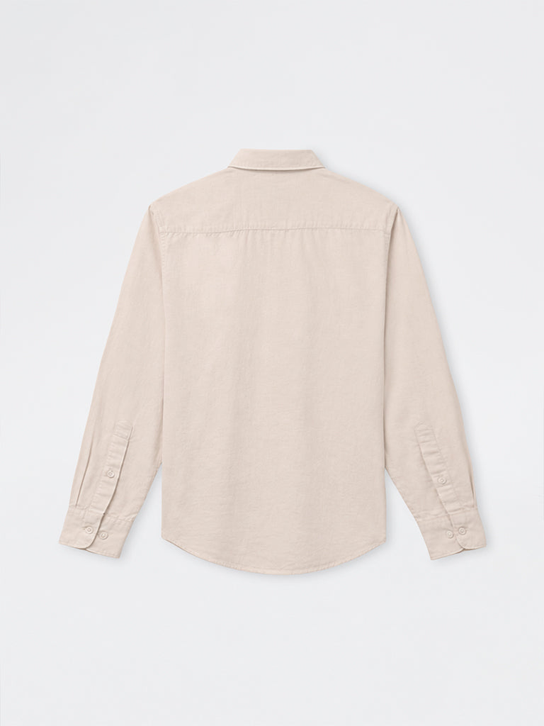 WES Casuals Light Peach Relaxed-Fit Cotton-Blend Shirt