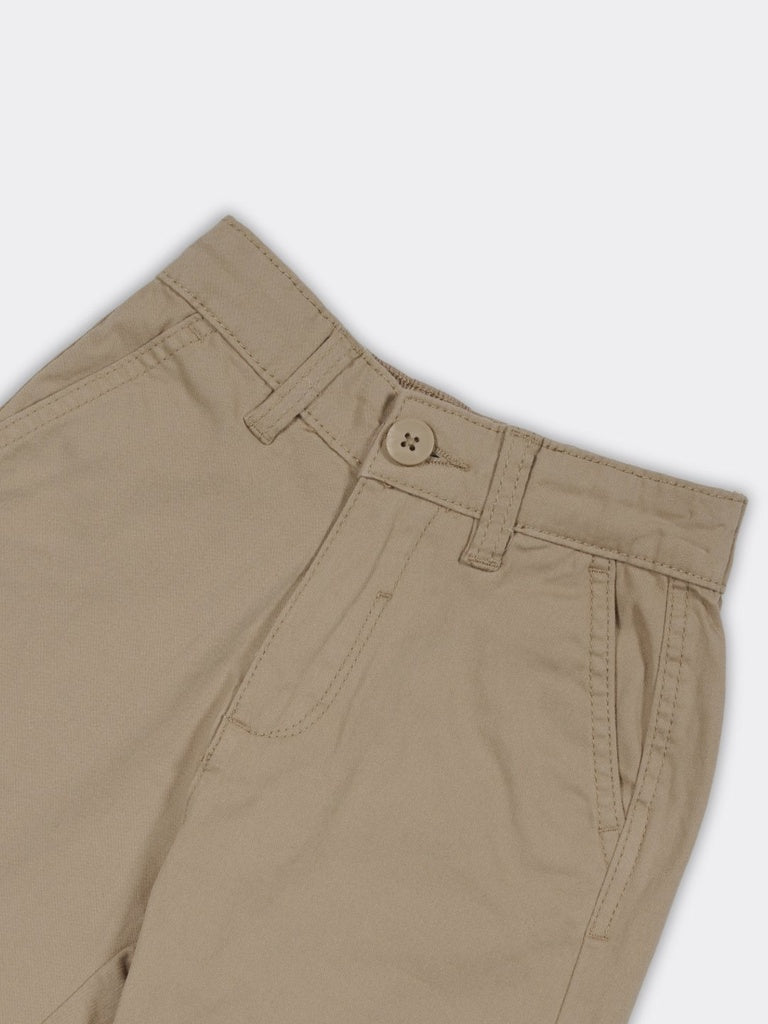 HOP Kids Boys Light Taupe Regular Fit Cotton-Blend Shorts