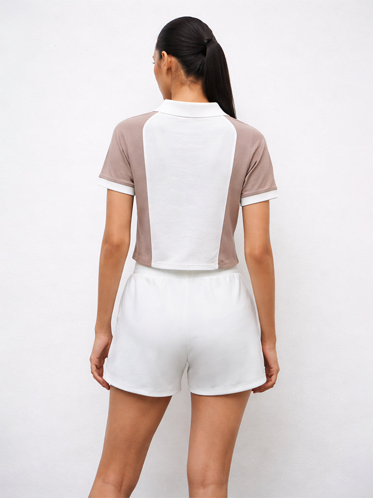 Nuoflexx Off-White Color-Blocked Cotton Polo T-Shirt