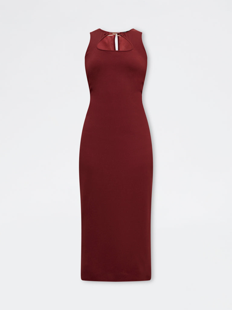 Wardrobe Red Buckle Detailed Bodycon Dress