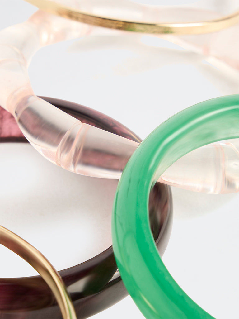 Westside Accessories Multicolour Resin and Metal Bangles - Pack of 5