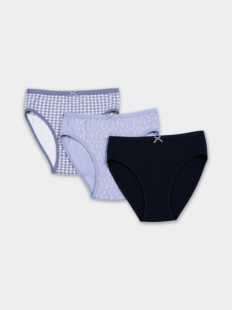 Wunderlove 3-Pack Printed Hi-Leg Cotton-Blend Briefs