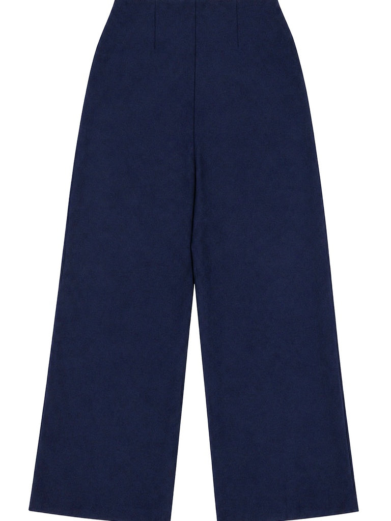 Wardrobe Navy Solid Wide-Leg Trousers