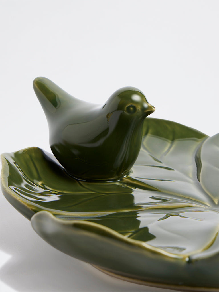 Westside Home Green Ceramic Bird Platter