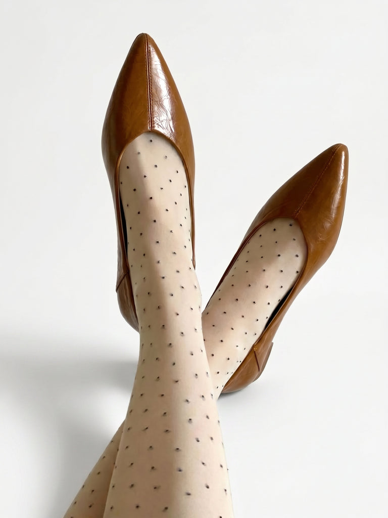 LUNA BLU Tan Pointed-Toe Ballerinas
