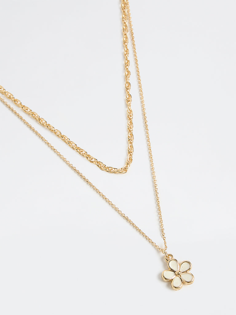 Westside Accessories Gold Layered Floral Necklace