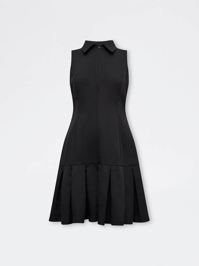 Wardrobe Black Pleated Drop Waist Dress