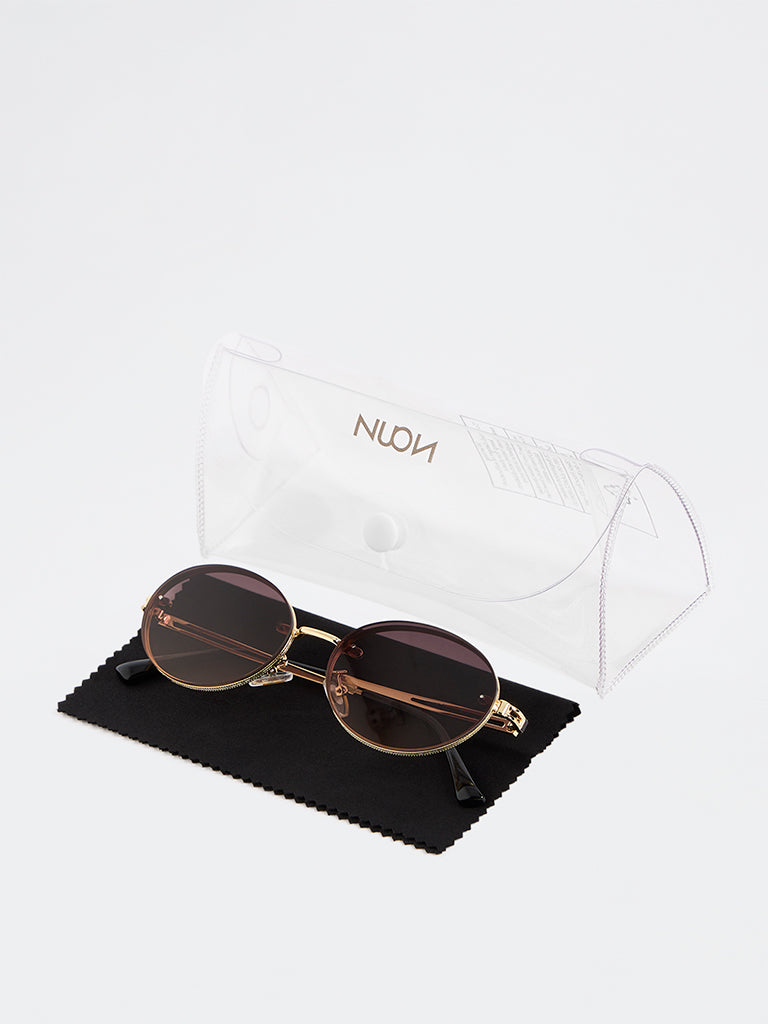 Westside Accessories Brown Oval Sunglasses - Comes with a Pouch and Cleaning Cloth