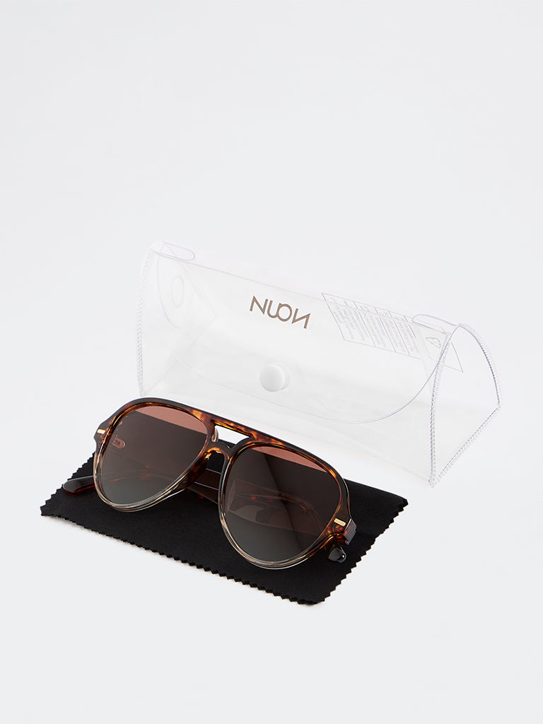 Westside Accessories Brown Tortoiseshell Aviator Sunglasses - Comes with a Pouch and Cleaning Cloth