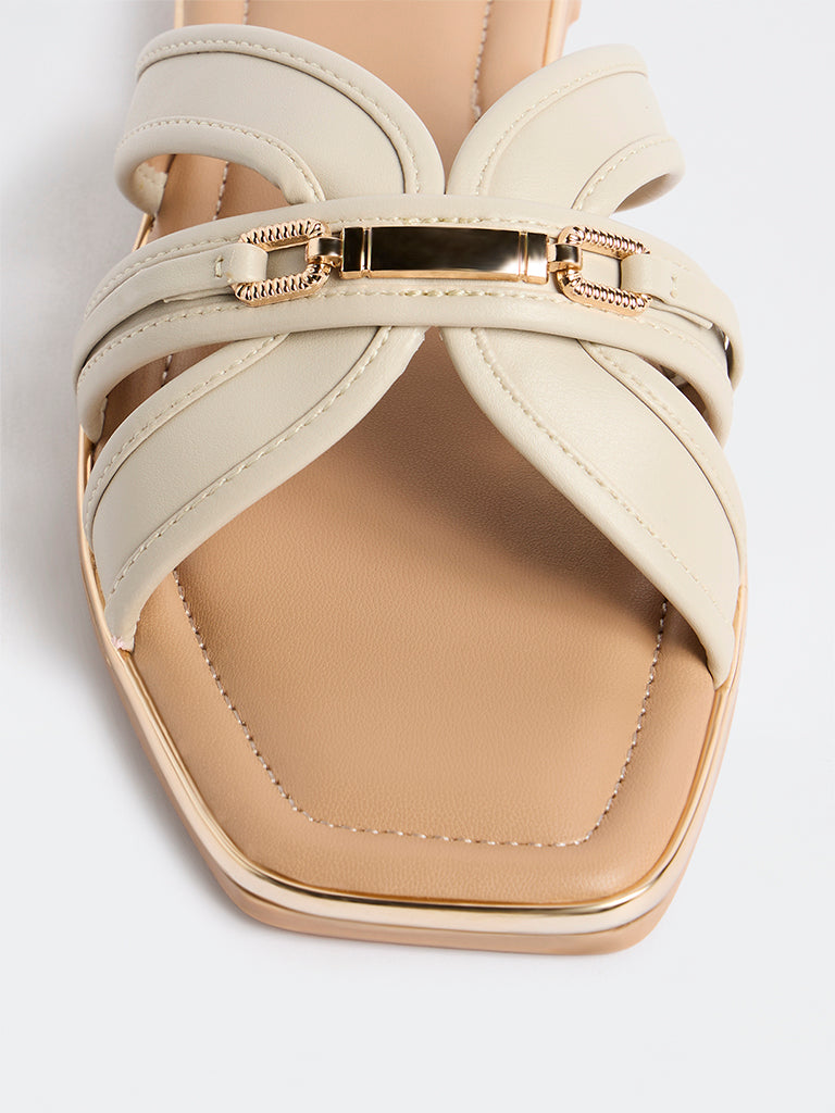 LUNA BLU Cream Slides
