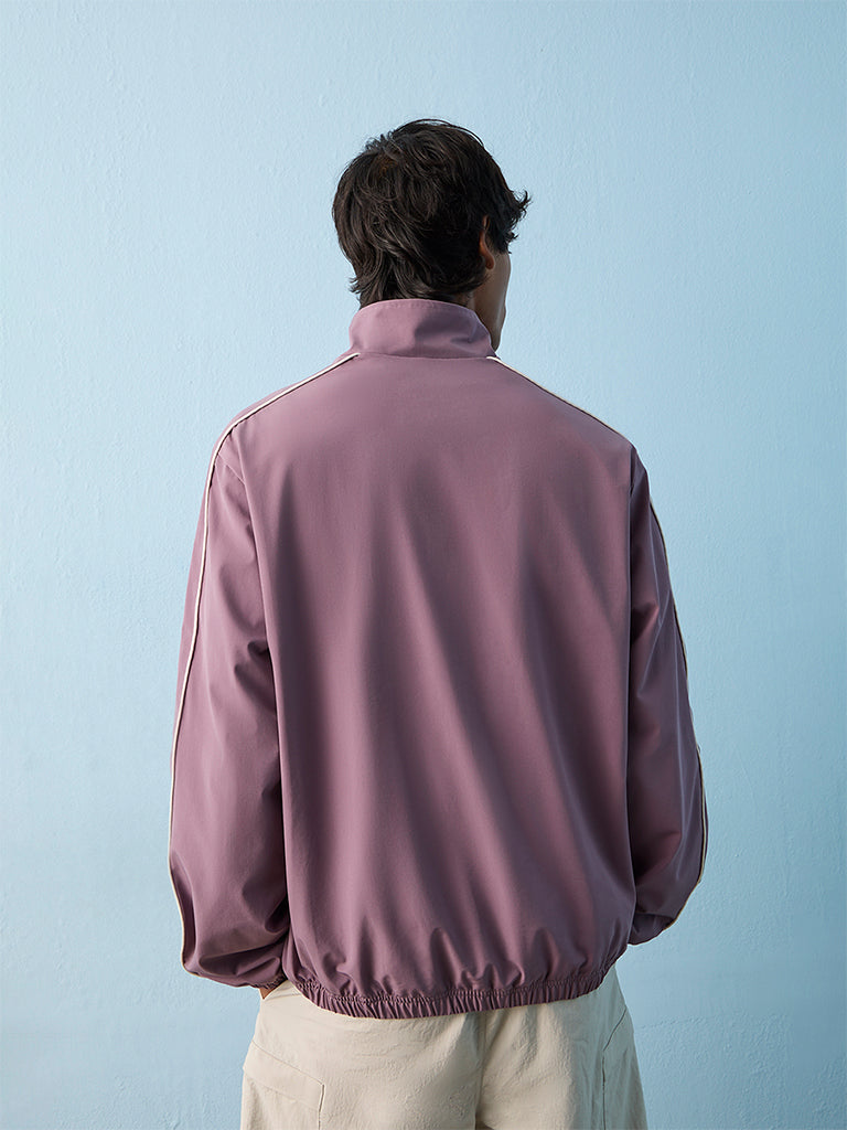 Nuoflexx Lavender Piping-Detail Relaxed-Fit Jacket