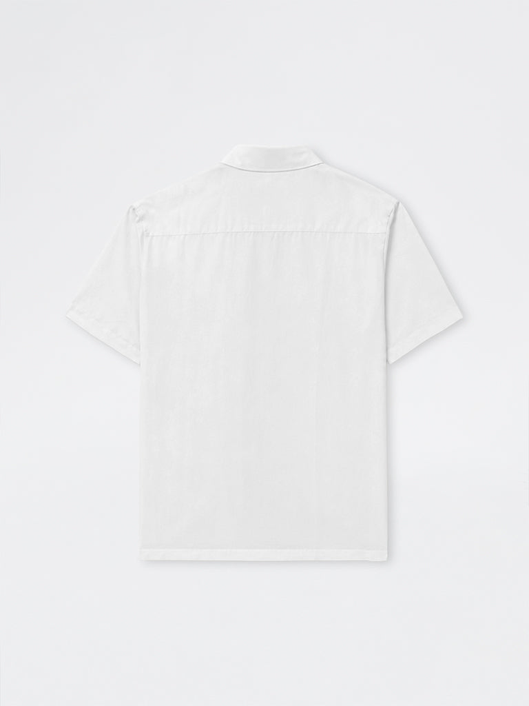 Ascot Off-White Contrast Detailed Relaxed-Fit Cotton-Blend Shirt