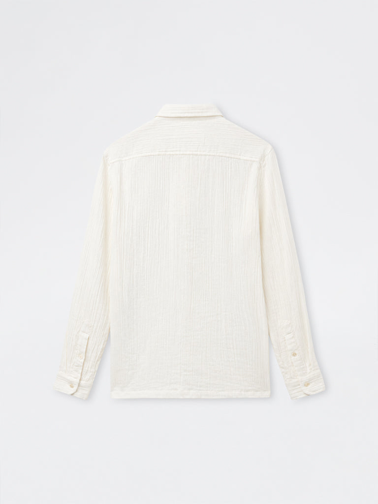 ETA White Floral Embroidered Relaxed-Fit Cotton Shirt