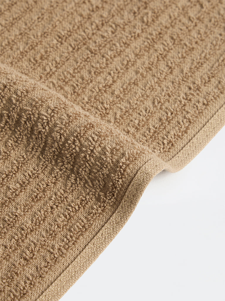 Westside Home Light Brown Knit-Textured Hand Towel
