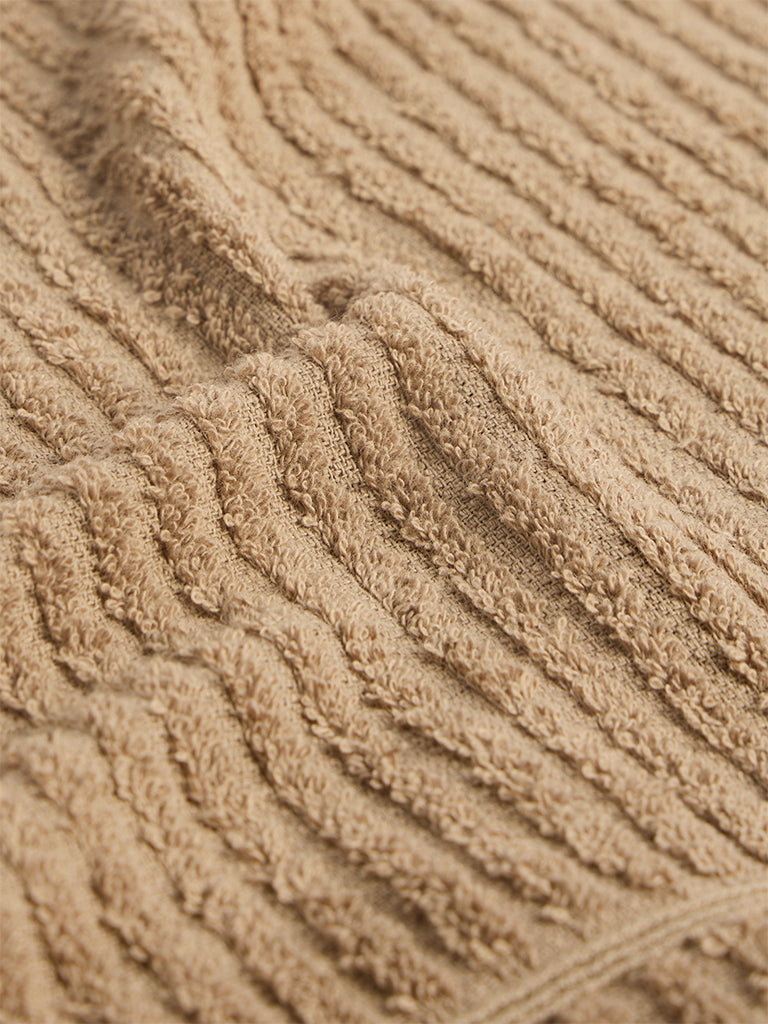 Westside Home Light Brown Knit-Textured Face Towels - Set of 2