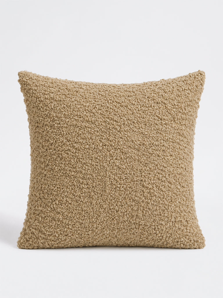 Westside Home Beige Fleece Textured Cushion Cover